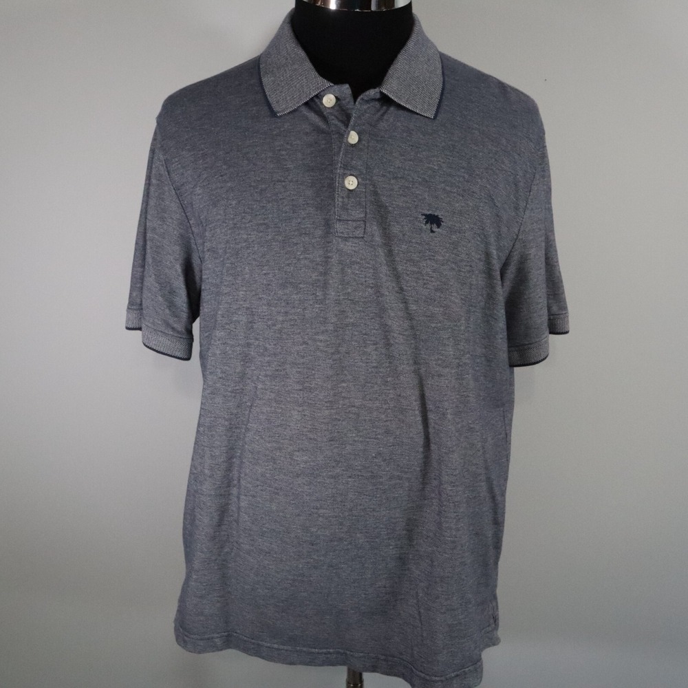 Palm Beach Polo Shirt Mens Large Golf Classic Fit Casual Knit Blue Short‎ Sleeve